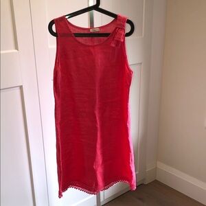Bellambia 100% Italian Linen Coral Sleeveless Dress